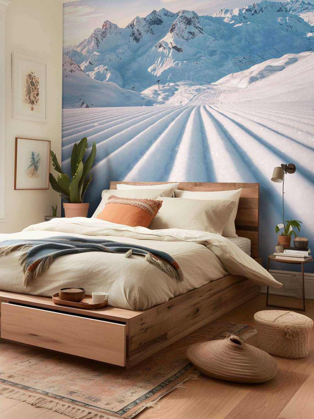 Traces dans la neige de montagne