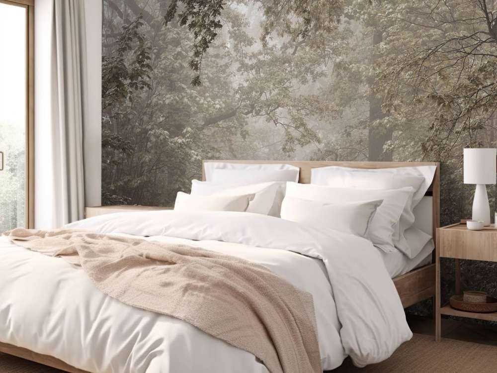 Chemin à travers la forêt brumeuse