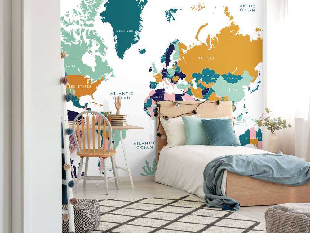 Carte du monde avec animaux de l'océan