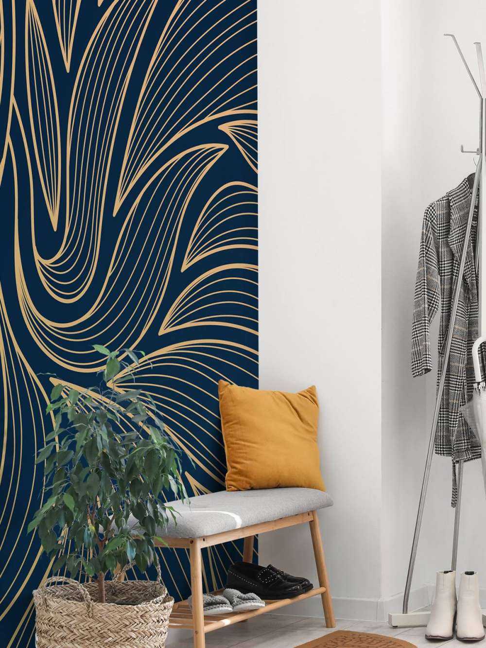 Fleurs art déco bleues