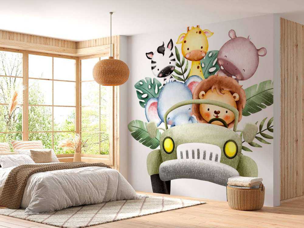 Animaux de safari dans une jeep