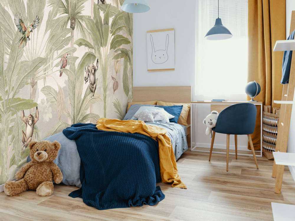 Jungle avec singes et perroquets