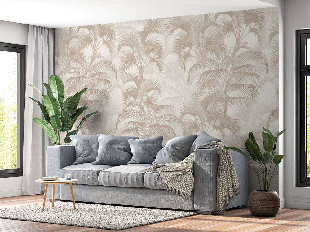 Palmiers tropicaux vintage - beige