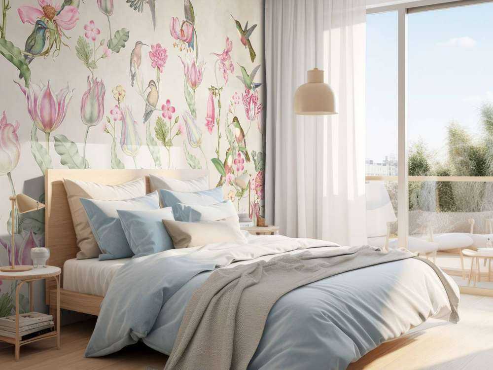 Symphonie des Colibris de Printemps - Élégance Crème Rosée