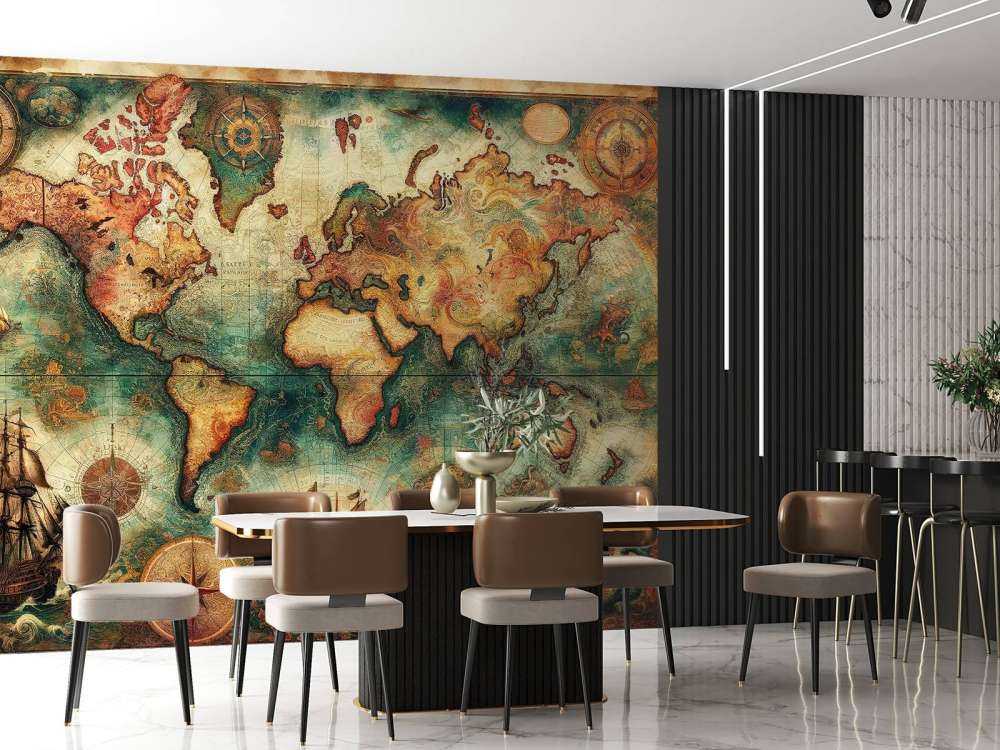 Carte du Monde Historique Vintage