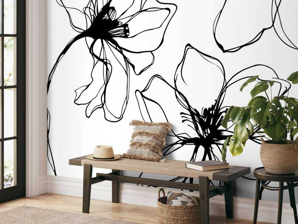 Minimalist flower study black and white