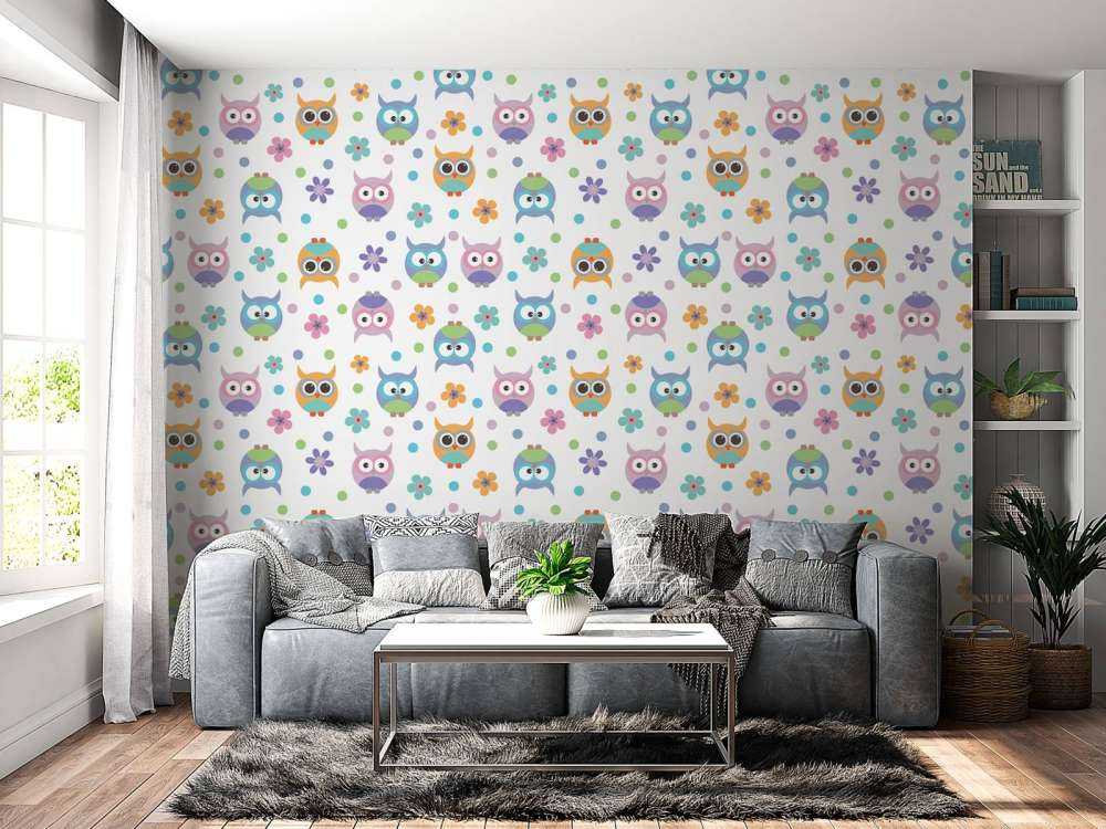 Papier peint avec des hiboux