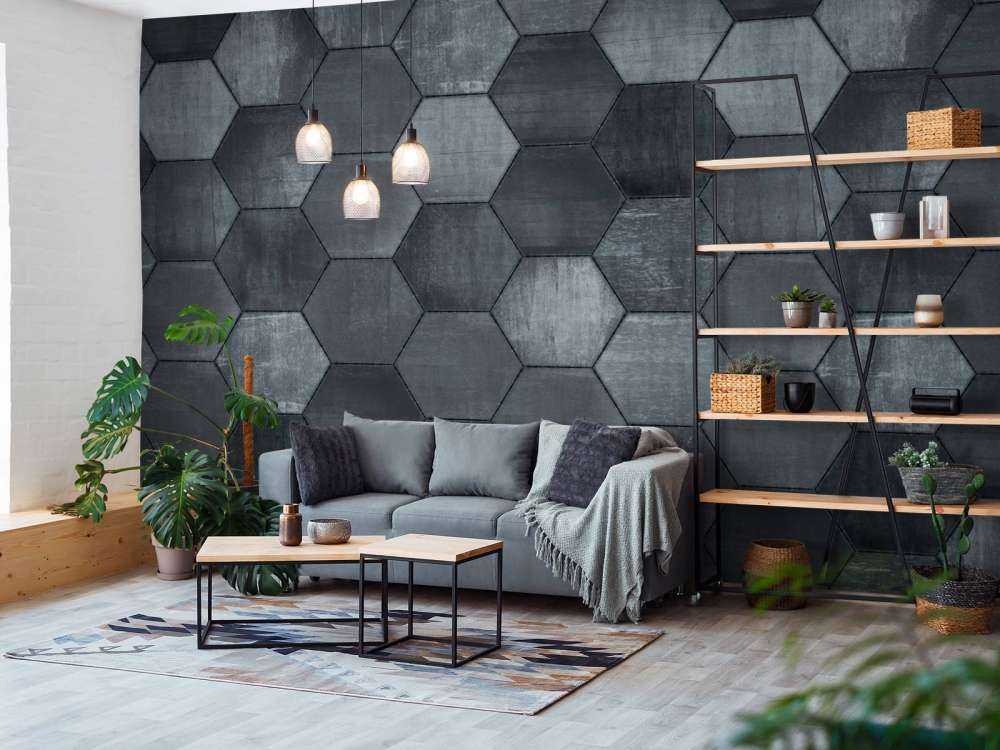 Hexagones en pierre grise