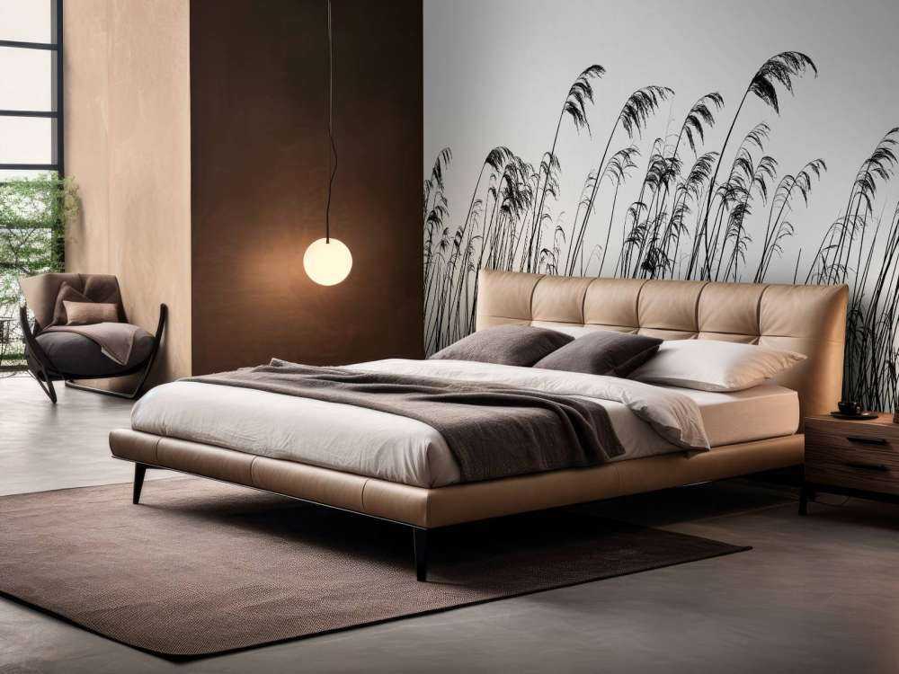 Roseau au bord de l'eau en noir et blanc