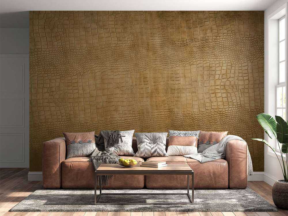 Crocodile texturé ocre jaune