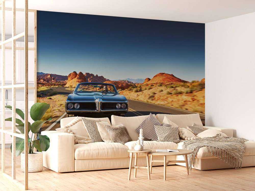 Voiture muscle dans un paysage américain