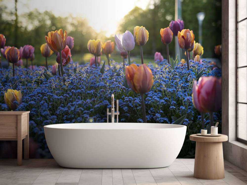 Champ de tulipes joyeux