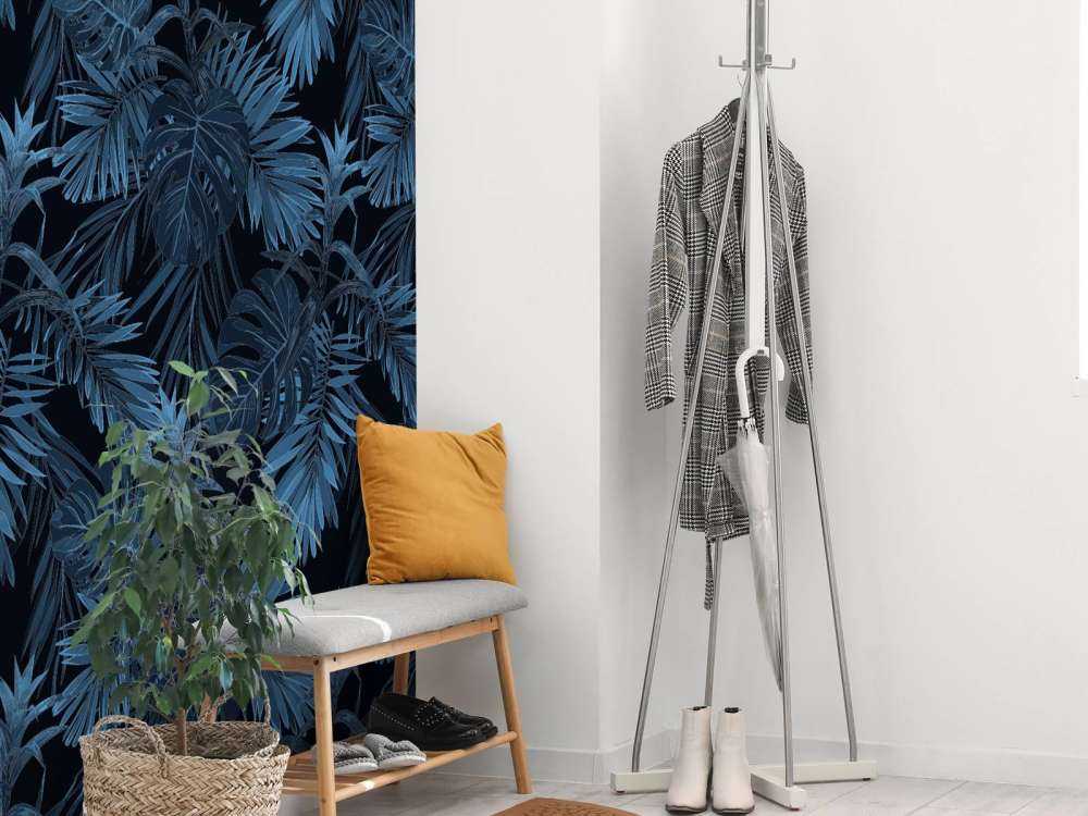 Motif Feuilles tropicales bleues