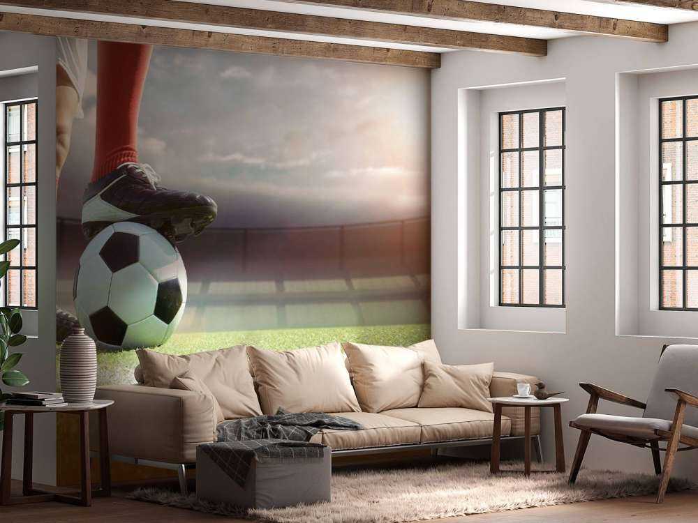 Stade avec un joueur de football