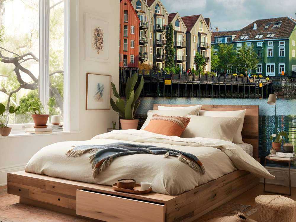 Maisons colorées au bord de l'eau.