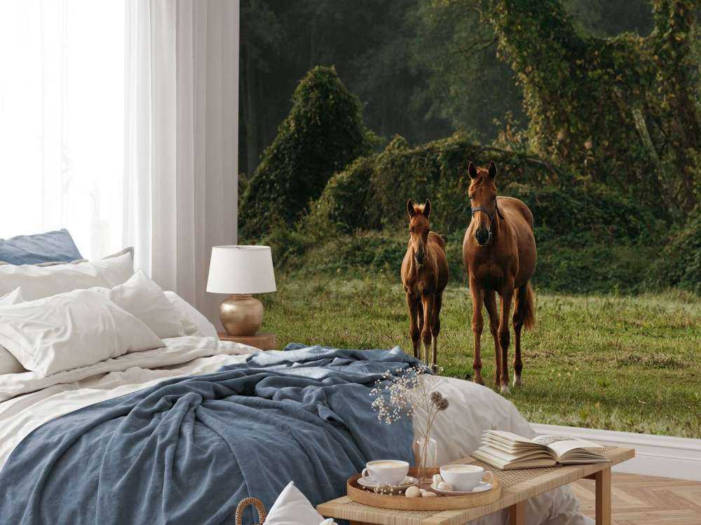 Chevaux dans un paysage mystique