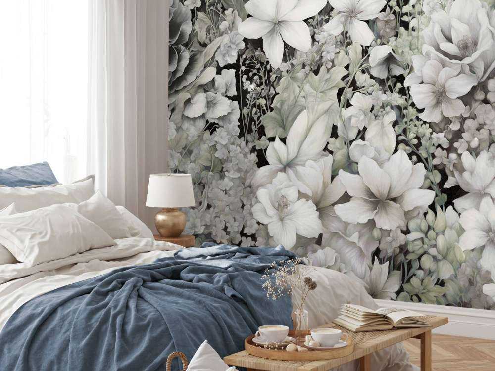 Festival des fleurs sans couture - marron clair