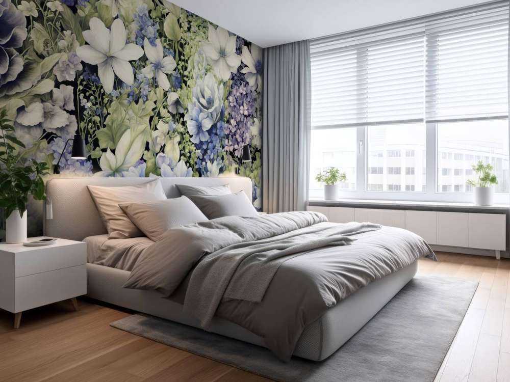 Festival de fleurs sans couture - bleu