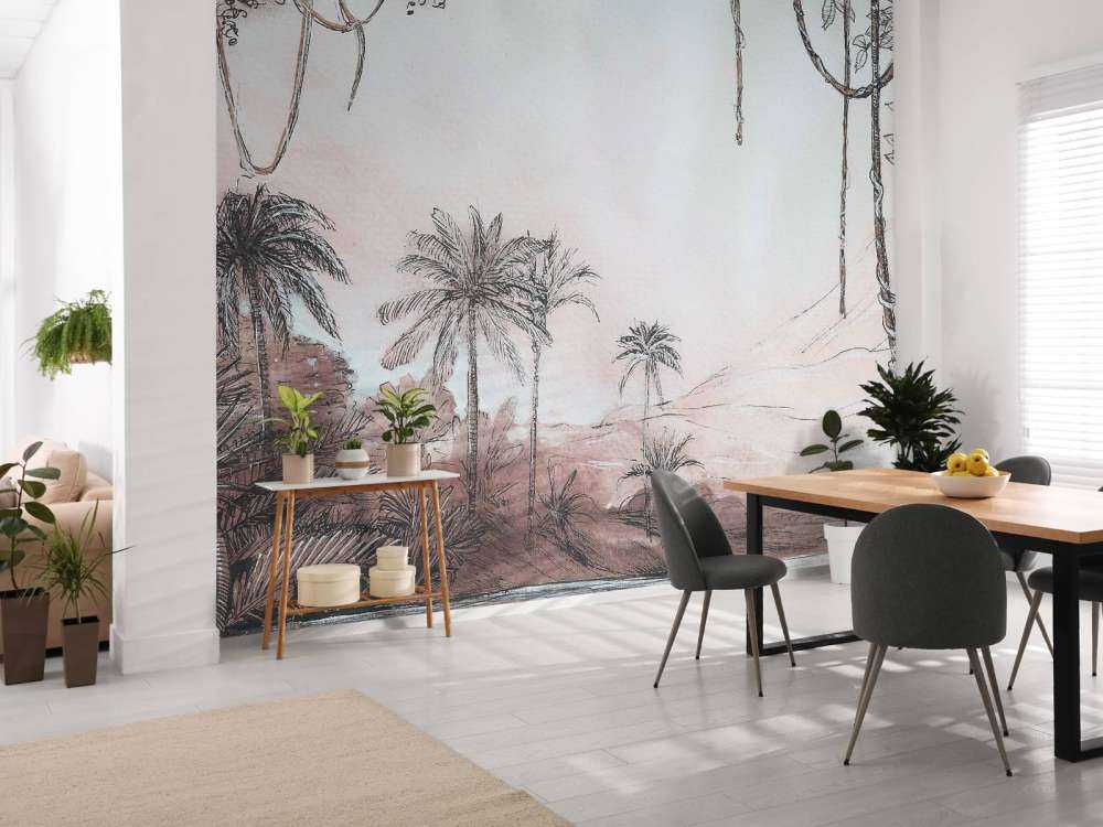 Vallée des palmiers dans la lumière rose