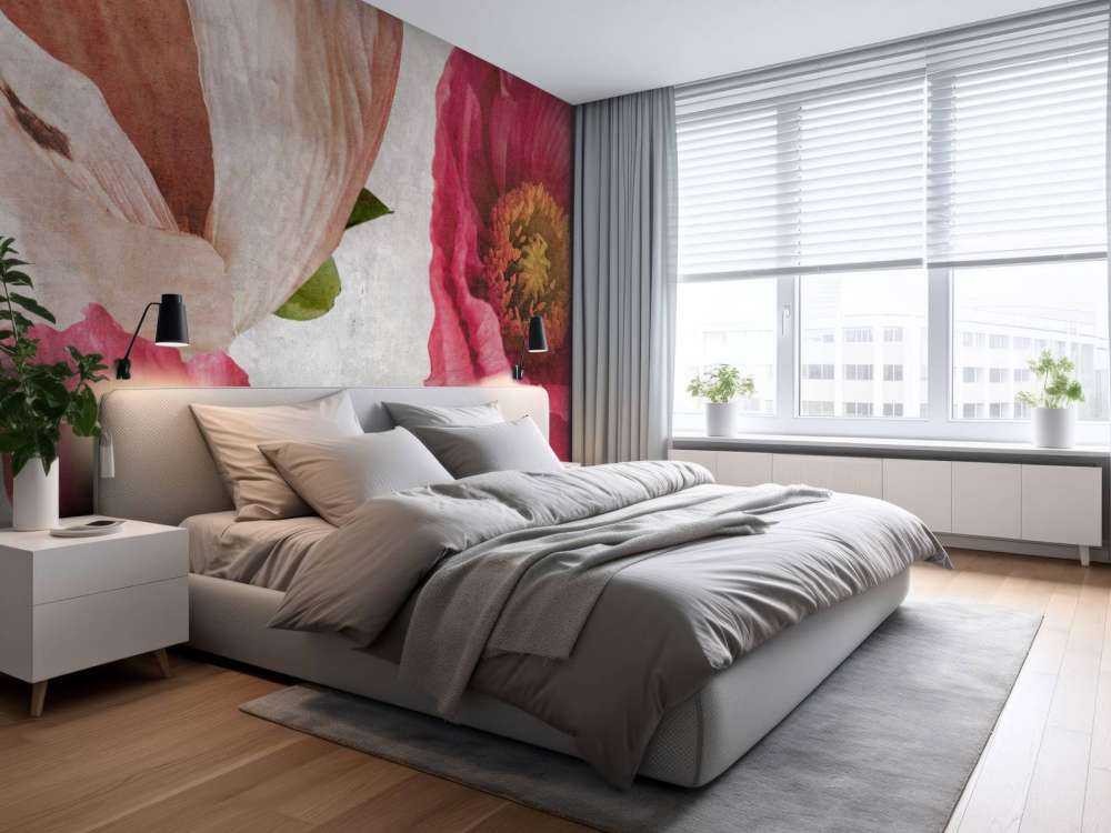 Coquelicots en rose et beige poudré