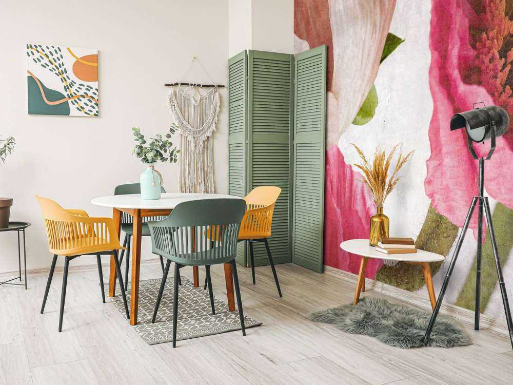 Coquelicots en rose et beige poudré