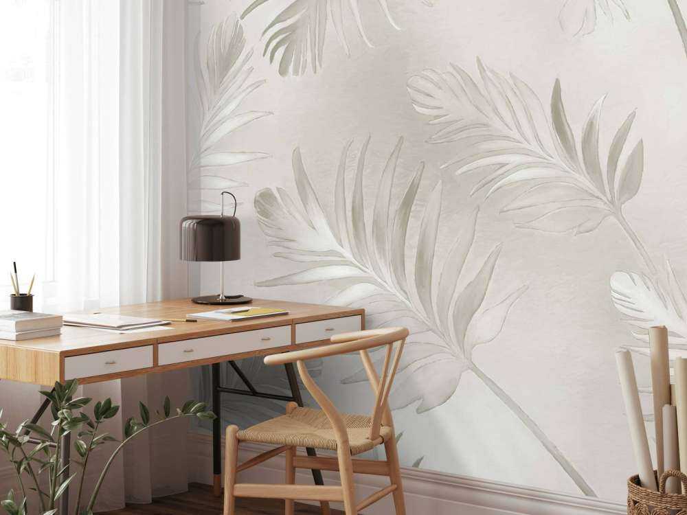 Feuilles dorées sur un blanc cassé foncé