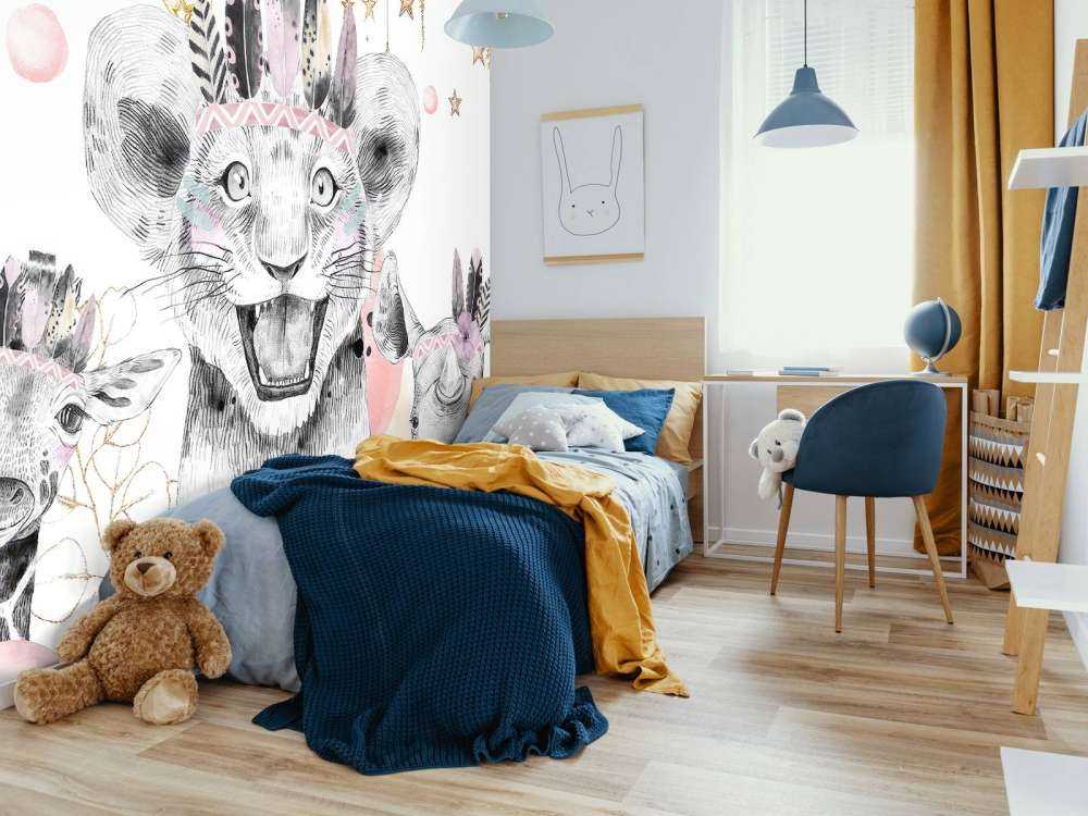 Animaux rêveurs sous des nuages d'étoiles