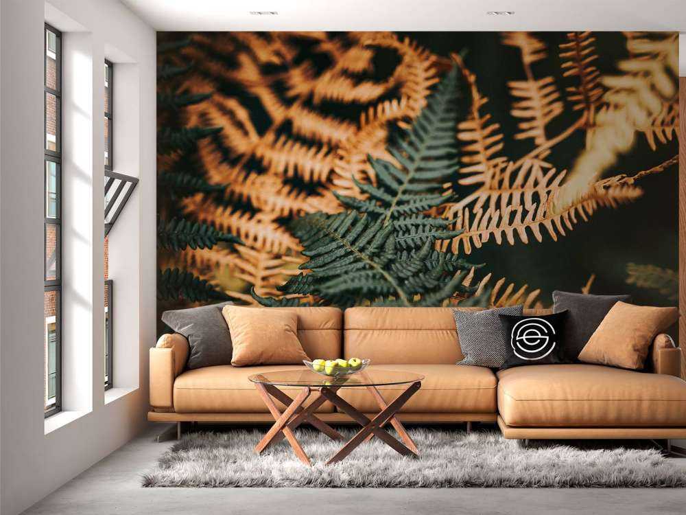 Fougères vertes profondes et dorées