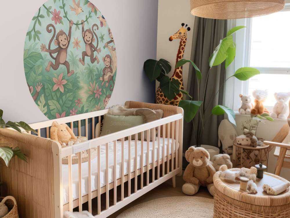 Singes joyeux dans la jungle des fleurs.