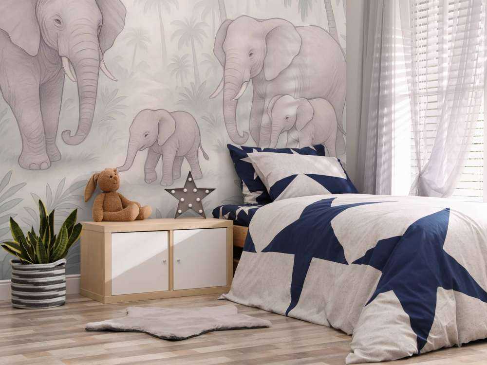 Famille d'éléphants dans la jungle.