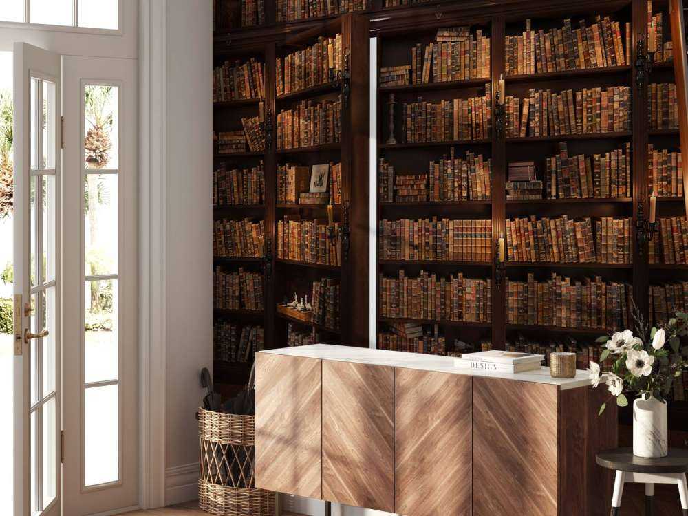 Bibliothèque secrète avec porte cachée