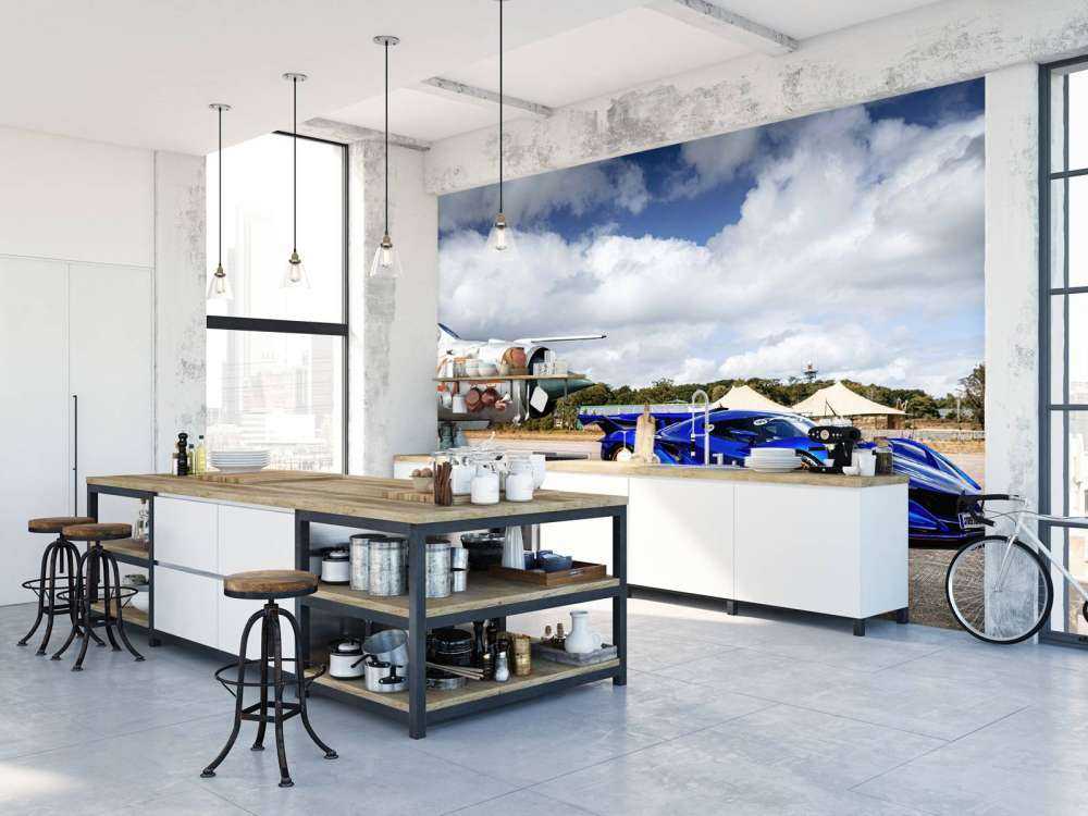 Supercar futuriste à l'aéroport