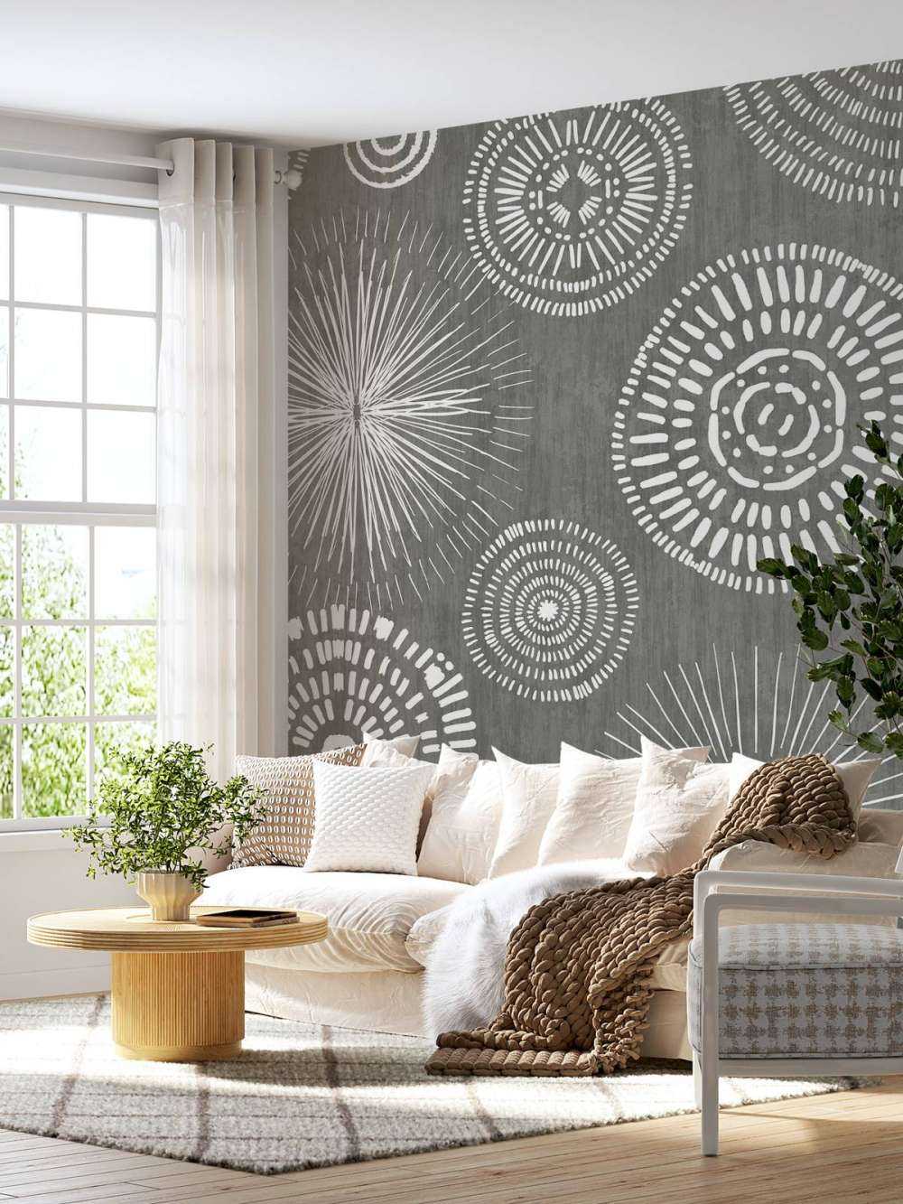 Cercles bohèmes gracieux blancs et gris