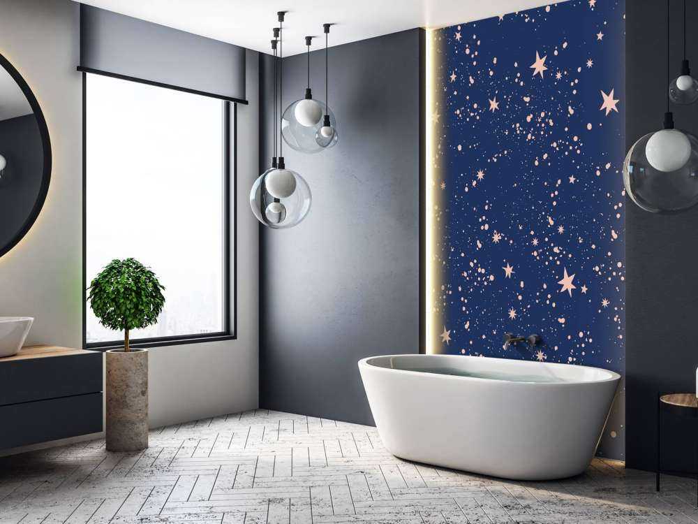 Pluie d'étoiles roses dans un bleu nuit