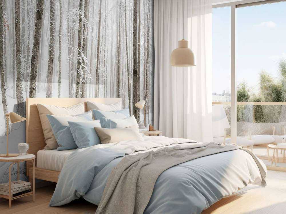 Forêt de hêtres avec de la neige