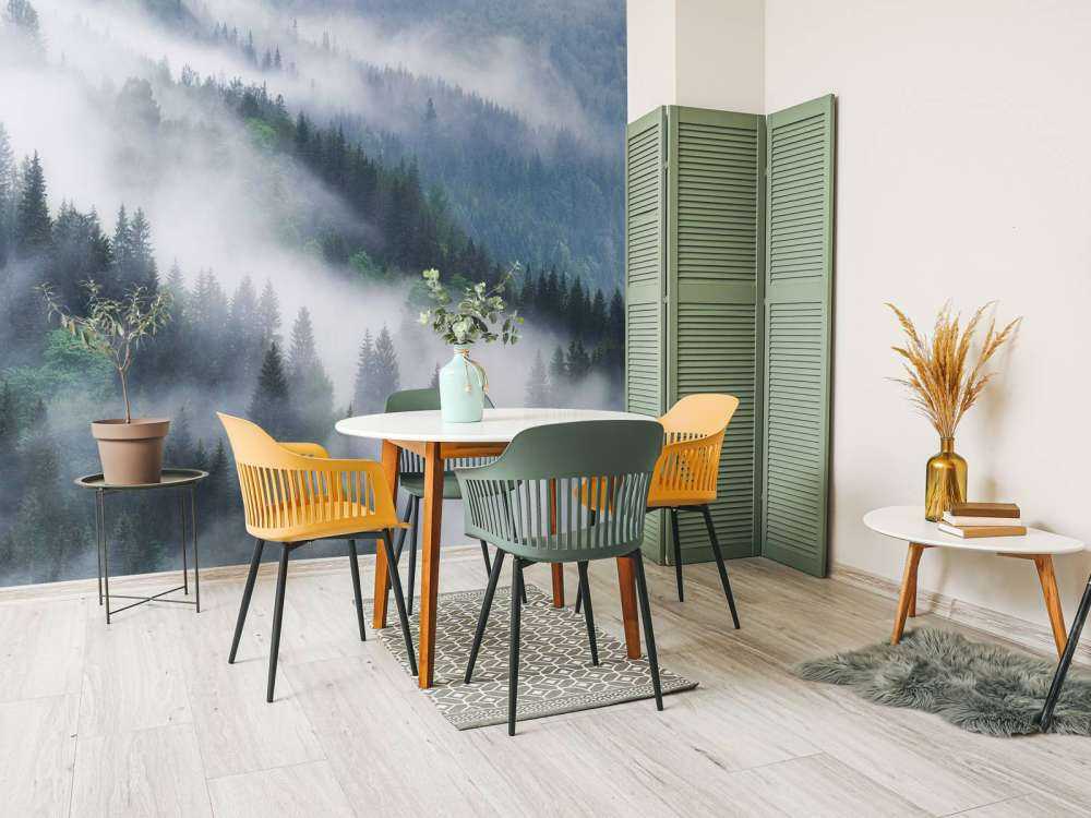 Forêt brumeuse dans les montagnes