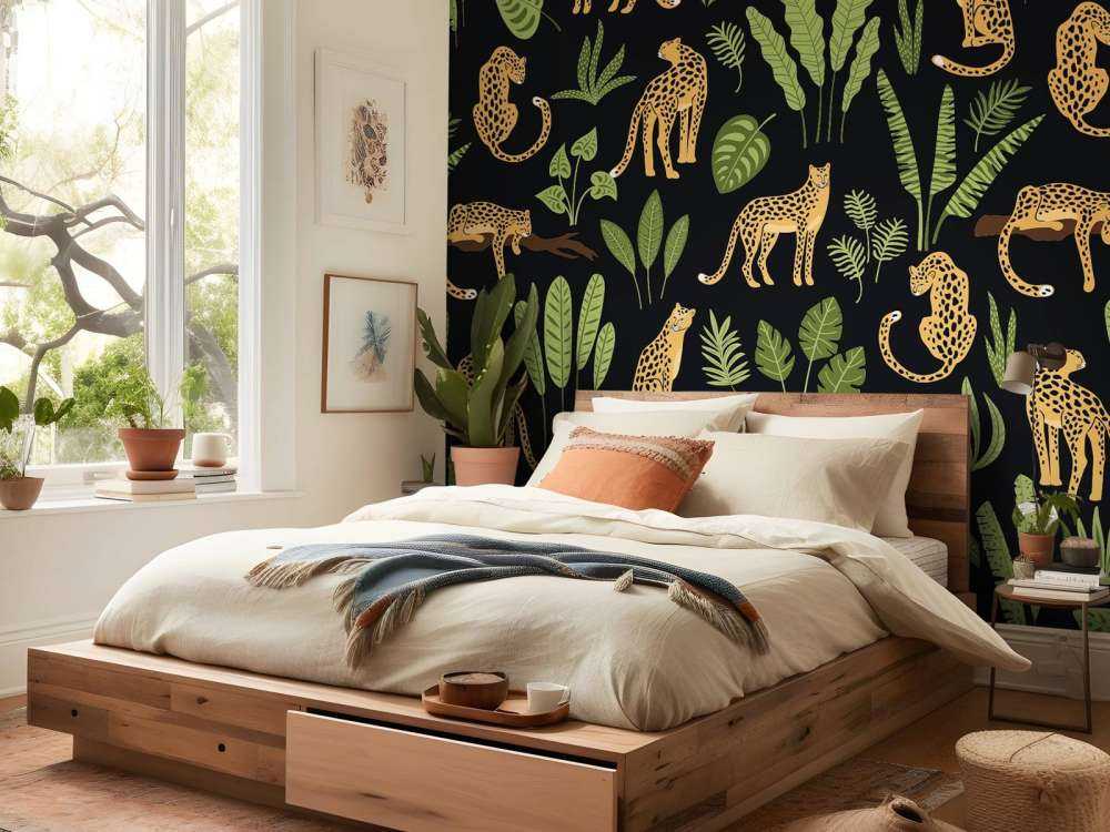 Motif léopard sur fond noir