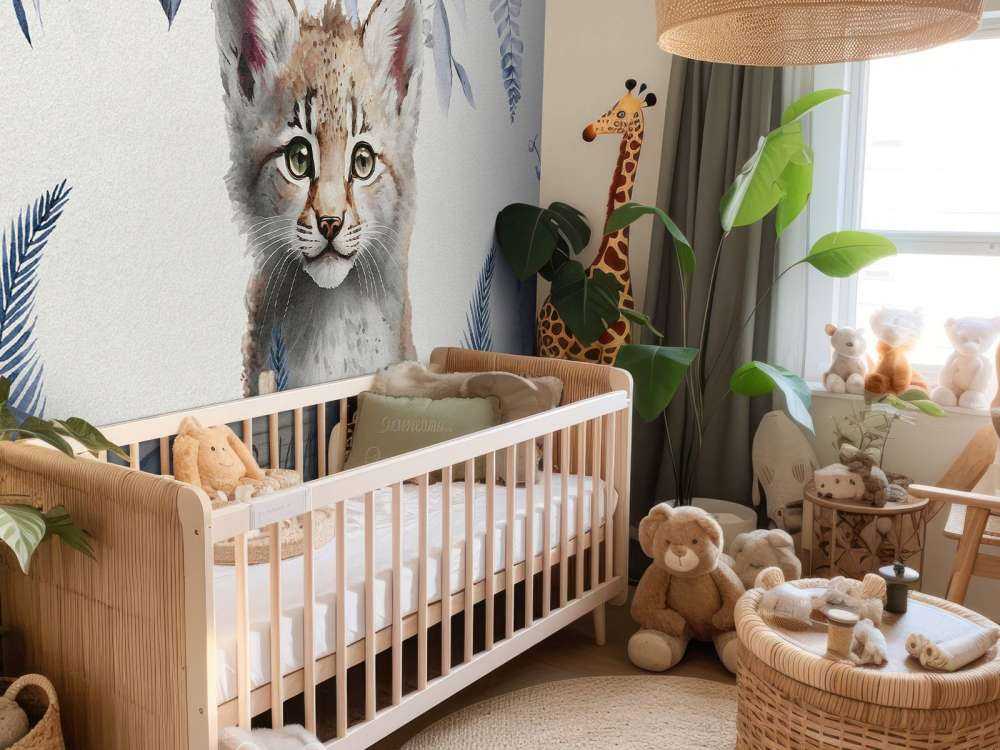 Bébé lynx dans la jungle bleu