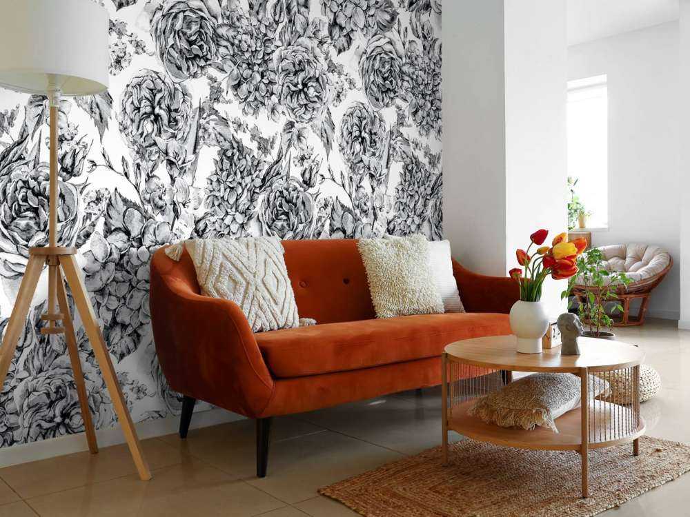 Jardin de Fleurs Noir et Blanc