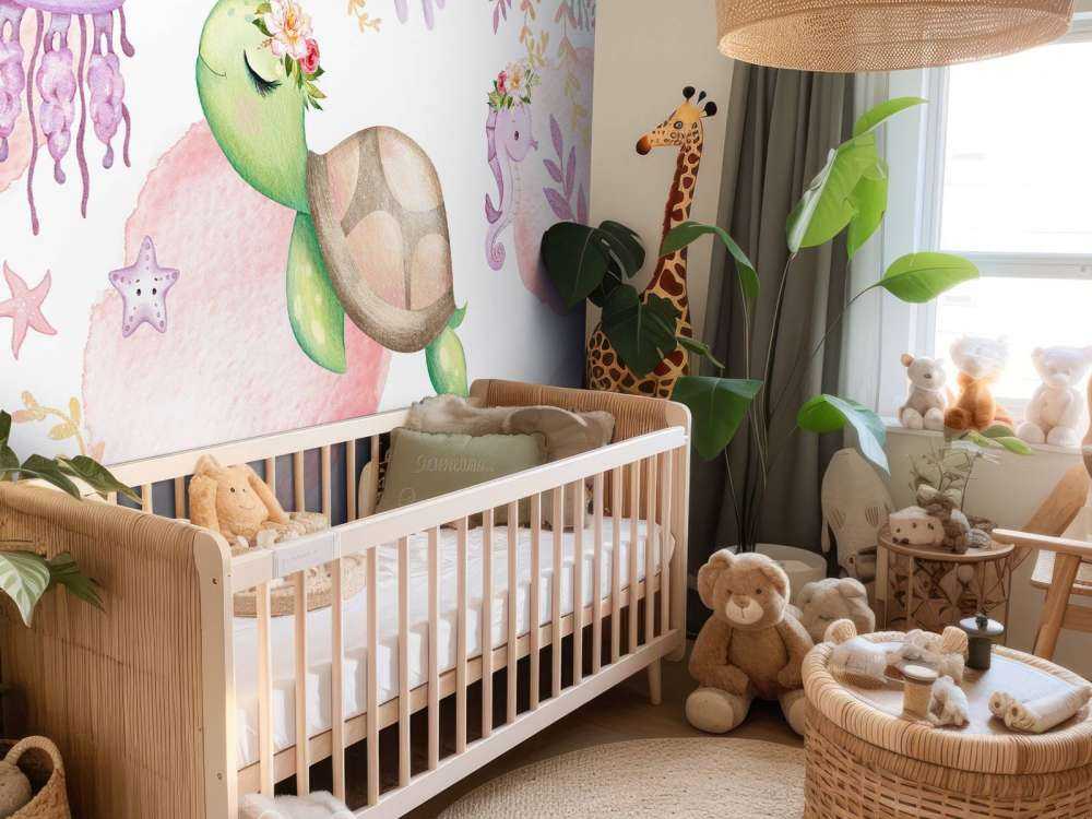 Fond marin rose nurserie