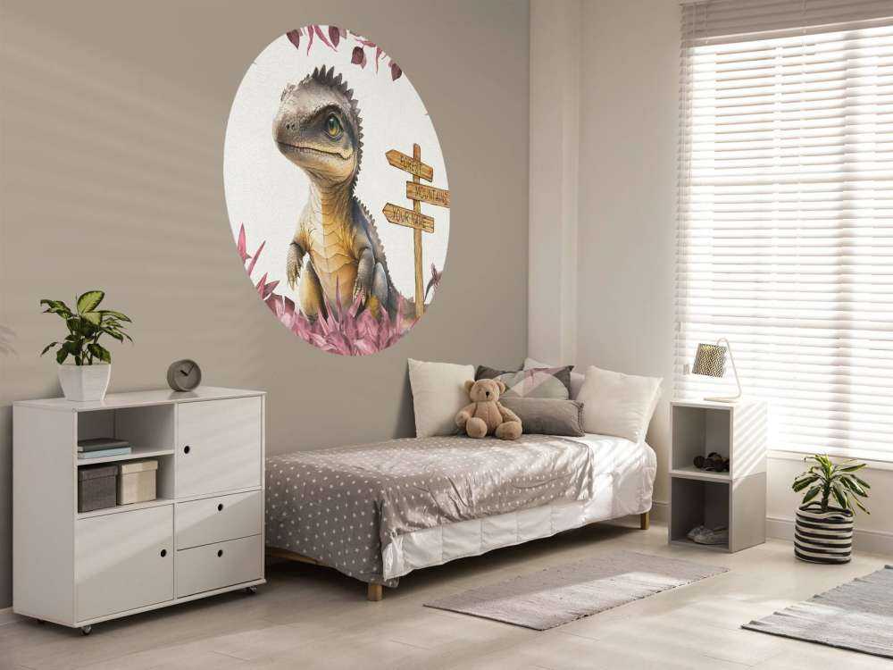 Bébé spinosaure dans la jungle rose