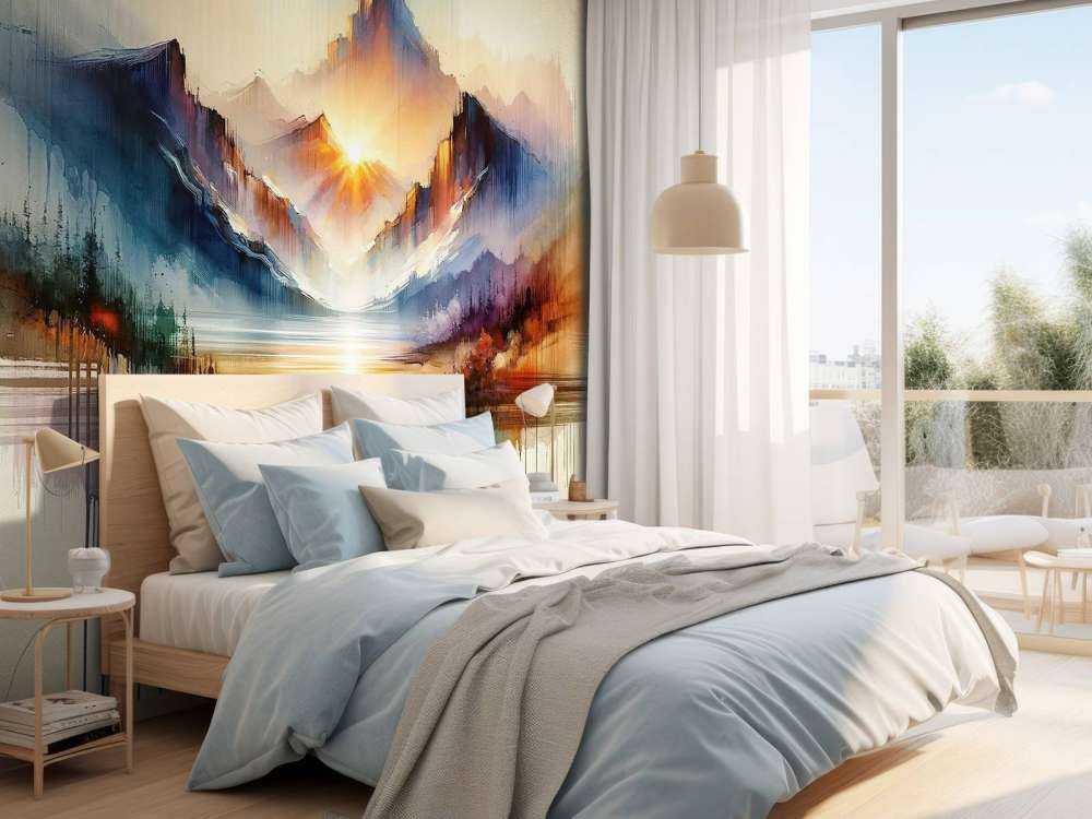 Paysage de montagnes abstraites à l'aquarelle