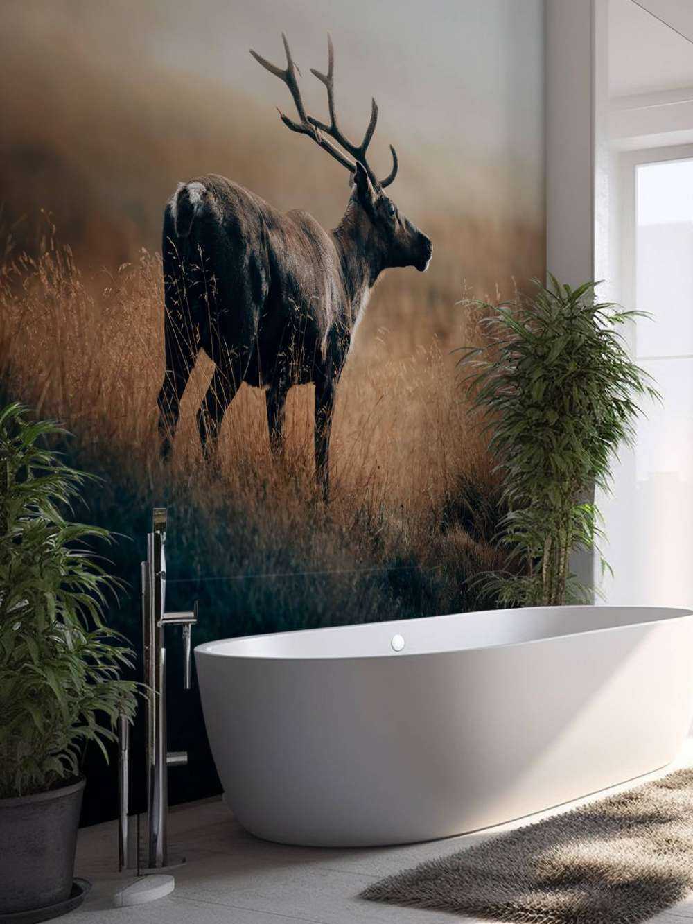 Renne dans les hautes herbes