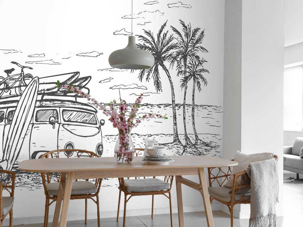 Dessin de plage style crayon