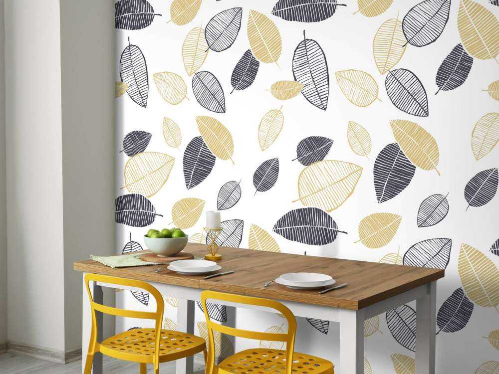 Motif Feuilles noires dorées