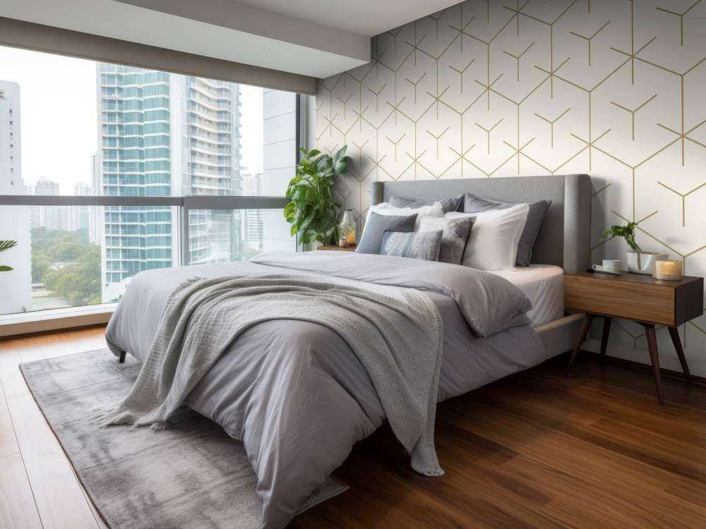 Motif Hexagones géométriques, blanc