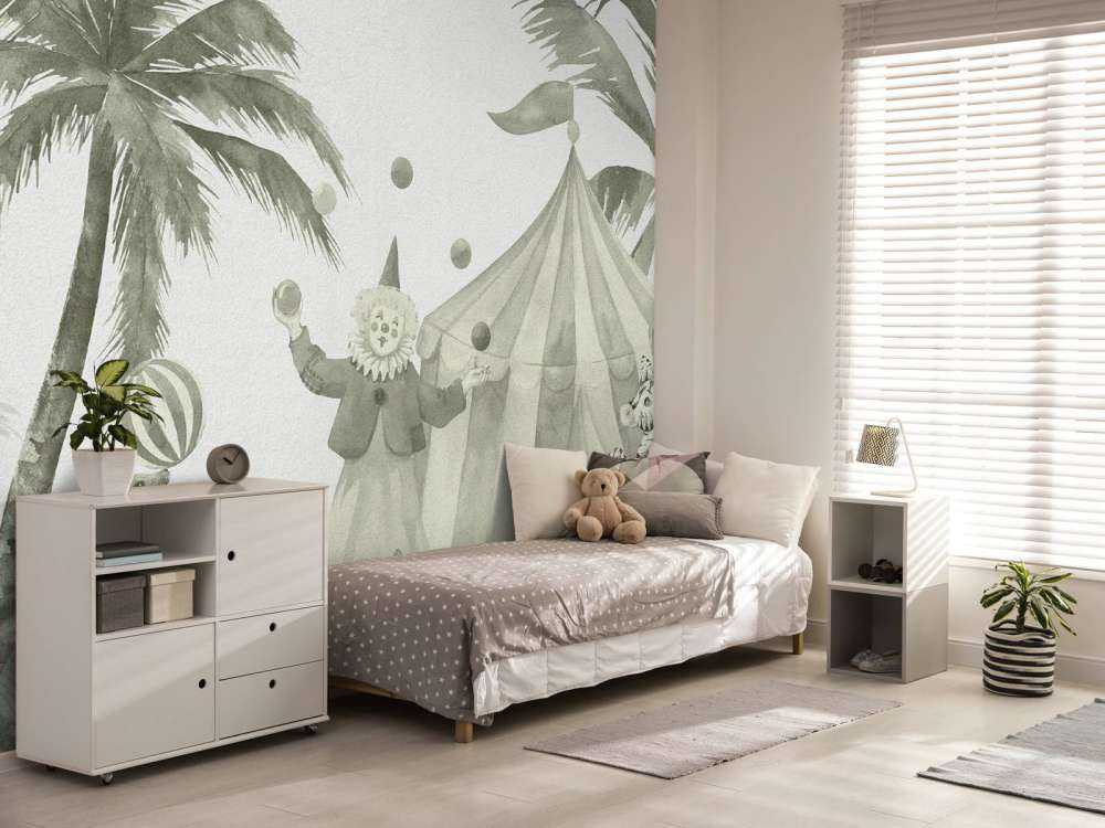 Animaux de cirque joyeux en vert d'eau