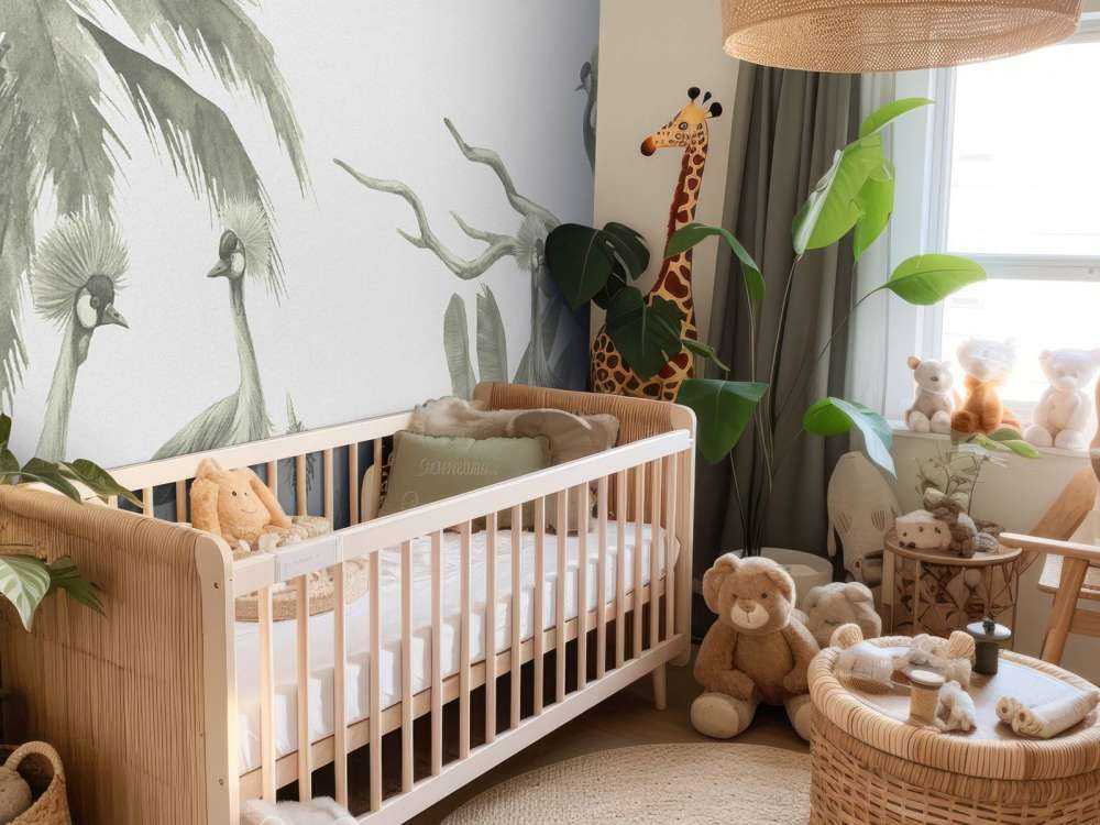 Jungle avec grues en vert d'eau