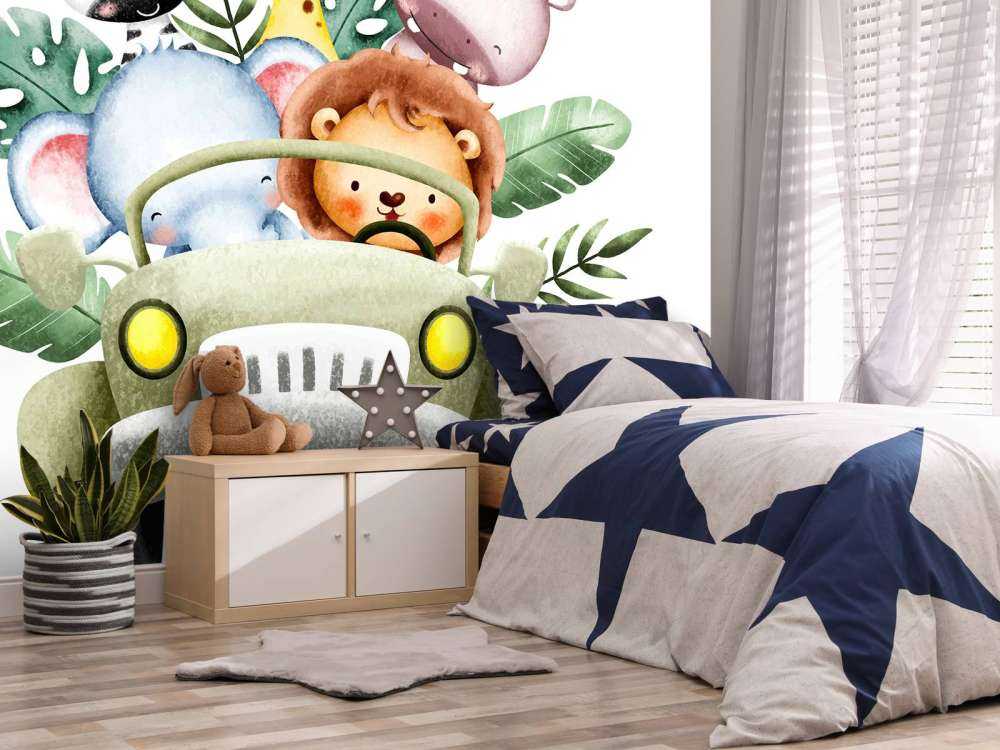 Animaux de safari dans une jeep