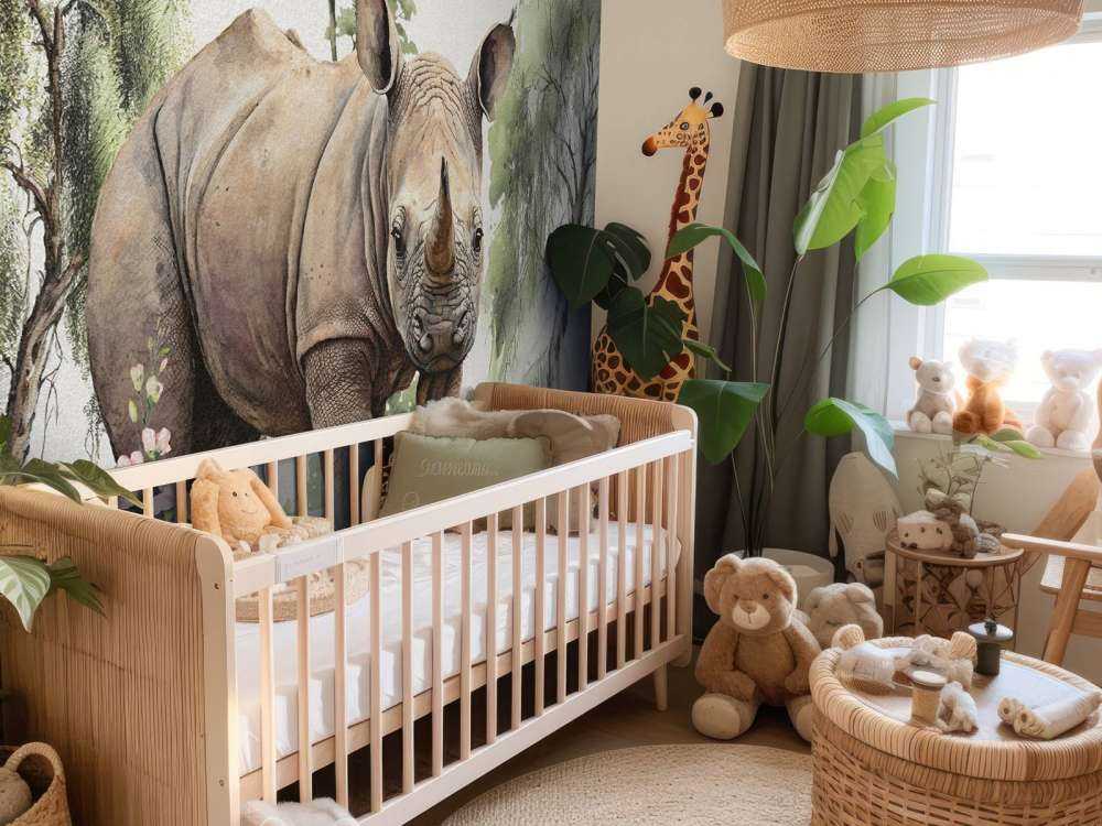 Bébé rhino dans la savane